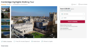 Cambridge Highlights Tour gets 5-stars